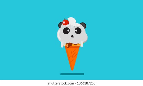 cute panda on ice cream