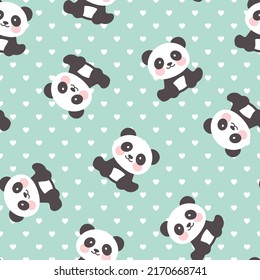 Cute Panda On Pastel Green Background Stock Vector (Royalty Free ...