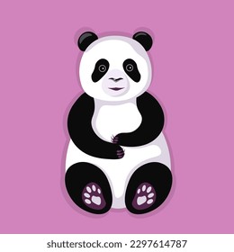 panda lindo con fondo rosa