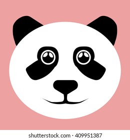 Cute panda on pink background