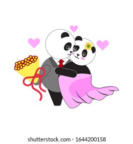 cute Panda on Valentine's day, which is full of love