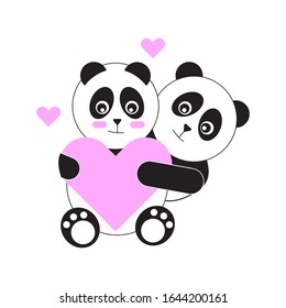 cute Panda on Valentine's day, which is full of love