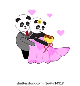 cute Panda on Valentine's day, which is full of love