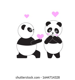 cute Panda on Valentine's day, which is full of love