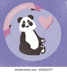 Cute panda on Valentine's Day
