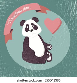 Cute panda on Valentine's Day