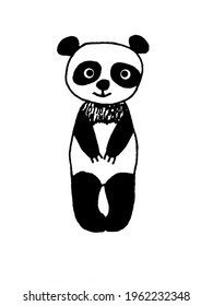 cute panda on a white background. Coloring pages for children. Scandinavian style