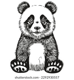 Cute Panda on white background, hand draw illustration Pandas
