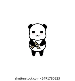 Lindo panda sobre fondo blanco en línea de dibujo simple.