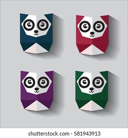cute panda origami vector colorful