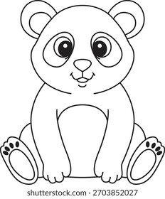 Una linda ilustración de contorno de panda con líneas suaves y limpias, Formas redondeadas y adorables características adecuadas para colorear libros, hojas de trabajo para niños, actividades creativas y prácticas de dibujo tempranas.