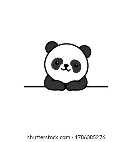 Cute panda over wall cartoon, vector illustration