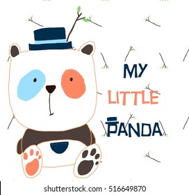 cute panda or pattern background, T-shirt design vector illustration