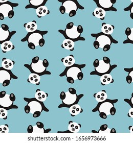 Cute panda pattern design.  Childish pattern design with cute pandas. Seamless pattern with cute pandas
