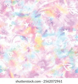 Cute Panda Pattern with Rainbow and Tie-Dye Background for Kids