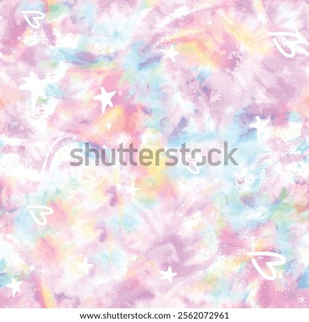 Cute Panda Pattern with Rainbow and Tie-Dye Background for Kids