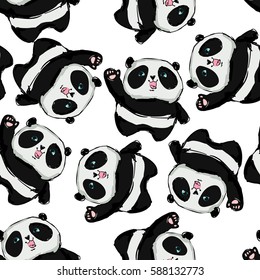 Cute panda pattern seamless