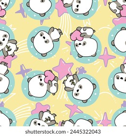 cute panda pattern with shooting stars seamless