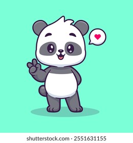 Cute Panda Peace Hand Cartoon Vector Icon Illustration. 
Animal Nature Icon Concept Isolated Premium Vector. Flat 
Cartoon Style 