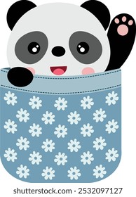 Cute panda peeking inside pocket