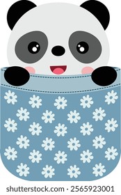 Cute panda peeking inside pocket