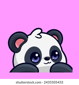 cute panda peeping lurk emotes sticker cartoon vector illustration