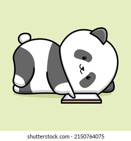 Cute Panda With Phone Cartoon Design