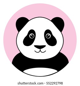 cute panda in the pink circle illustration vector.