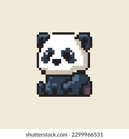 cute panda pixel art vector 