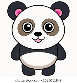 Cute Panda with Playful Design and Gentle Expression, isolated white background