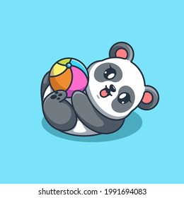 Cute panda playing ball cartoon