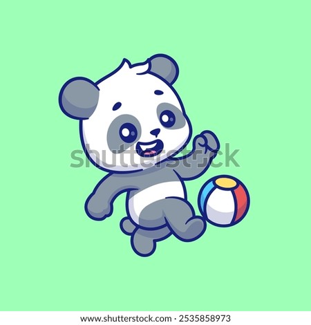 Cute Panda Playing Ball Cartoon Vector Icon Illustration. Animal Nature Icon Concept Isolated Premium Vector. Flat Cartoon Style