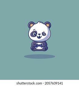 Cute panda playing game vector creative 2022