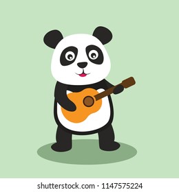 cute panda playing guitar for an entertainment concept. vector illustration