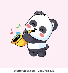 Cute Panda Playing Saxophone Illustration