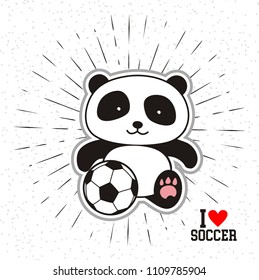 cute panda playing soccer