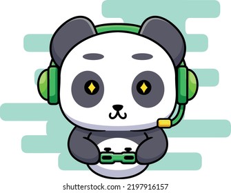 Cute Panda Playing Video Games Cartoon Stock Vector (Royalty Free ...