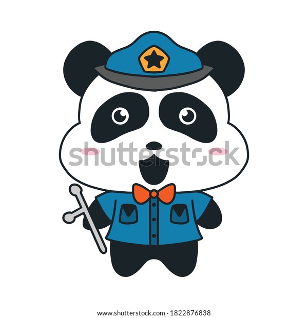 cute panda police\
cartoon illustration