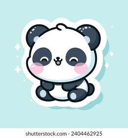 El panda lindo es adorable. Morir la pegatina de panda cortada aislada al fondo. Cute kawaii panda