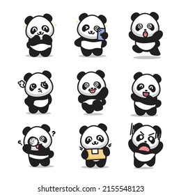 ilustración vectorial de posición de panda lindo