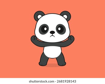 Cute Panda Power Summon Pose - Ilustração plana de um personagem de Panda.