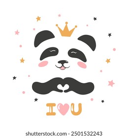 Cute panda princess. Vector illustration for kids