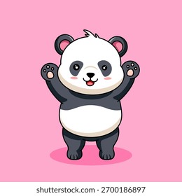 Lindo Panda con las patas levantadas de la mano Diseño aislado de la historieta de la Ilustración vectorial