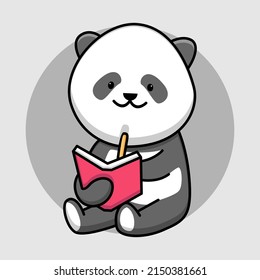 Cute panda read a book cartoon design