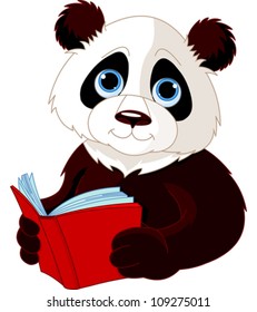 Cute Panda reading a book