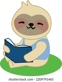 Cute Panda Reading Books . Adorable Vector Illustration.