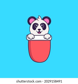Cute Panda in red pocket. Animal cartoon concept isolated. Can used for t-shirt, greeting card, invitation card or mascot.