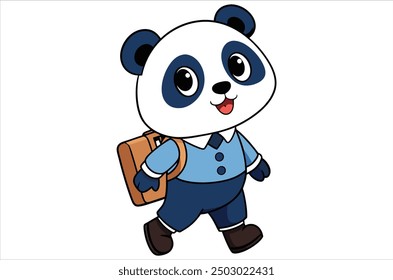 Cute panda is running and waving, bear avatar, cartoon, illustration, vector art