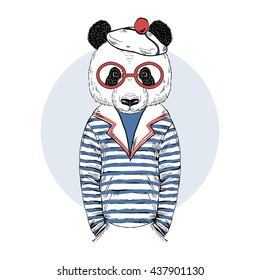 cute panda sailor, nautical character