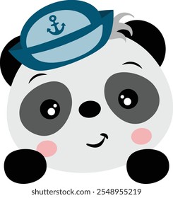 Cute panda sailor peeking out